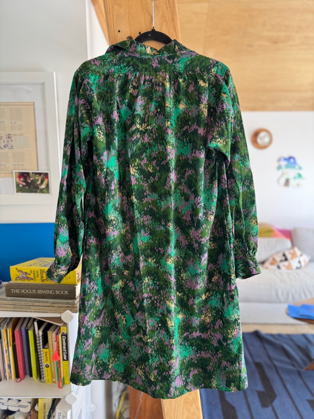 Yves Saint Laurent Rive Gauche Vintage Green & Purple Floral Dress (7.5-8, M) - Picture 4 of 12